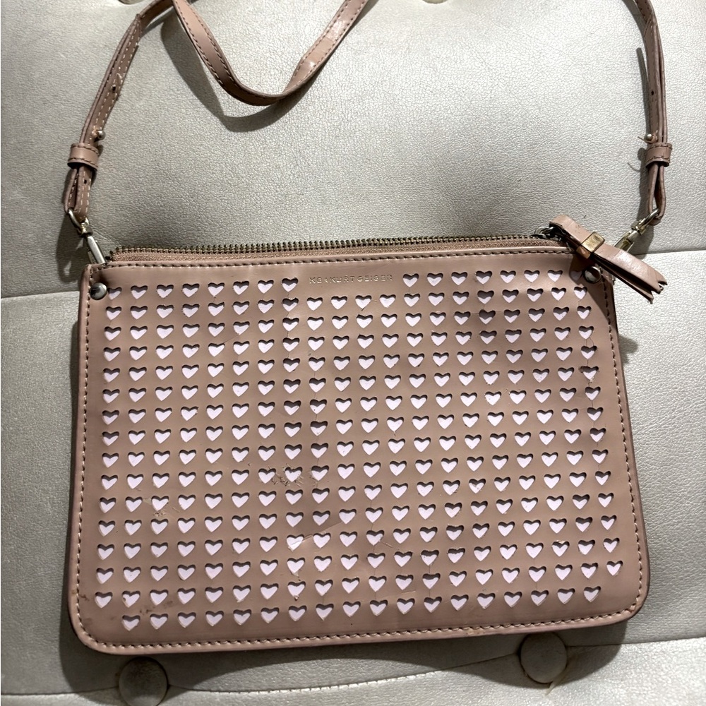 Kurt Geiger Brown Heart Cutout Crossbody Bag